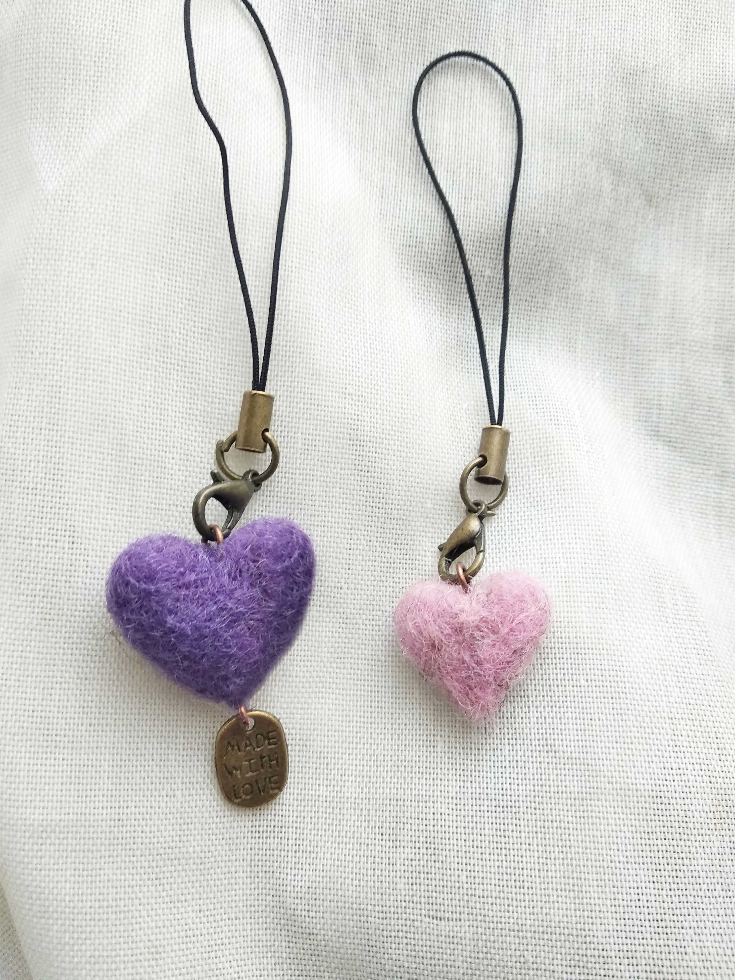 Felted hearts in wool